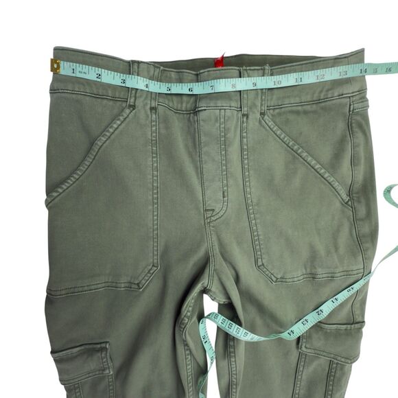 SPANX Stretch Twill Ankle Cargo Jogger Pants Large Utility Jeans Skinny Green - Picture 11 of 14
